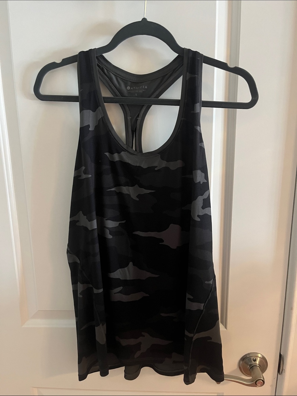 Athleta Black & Charcoal Camo Racerback Tank